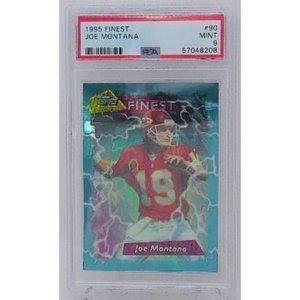 1995 TOPPS FINEST FOOTBALL CARD #90 JOE MONTANA PSA 9 MINT